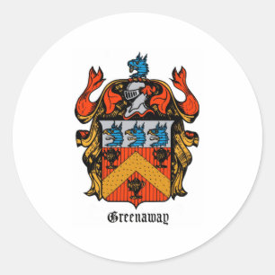 ENGLAND GREENAWAY COAT OF ARMS CLASSIC ROUND STICKER