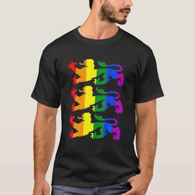 England International Football LGBTQ Rainbow Lions T-Shirt (Front)