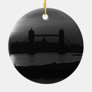 England London sunset Tower Bridge 1970 Ceramic Tree Decoration