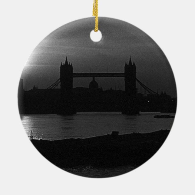 England London sunset Tower Bridge 1970 Ceramic Tree Decoration (Back)