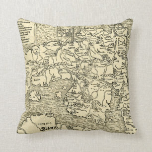 England Map in Ptolemy 's Geographia Universalis Cushion