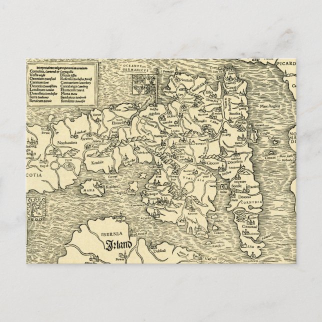 England Map in Ptolemy 's Geographia Universalis Postcard (Front)