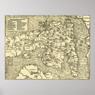 England Map in Ptolemy 's Geographia Universalis Poster