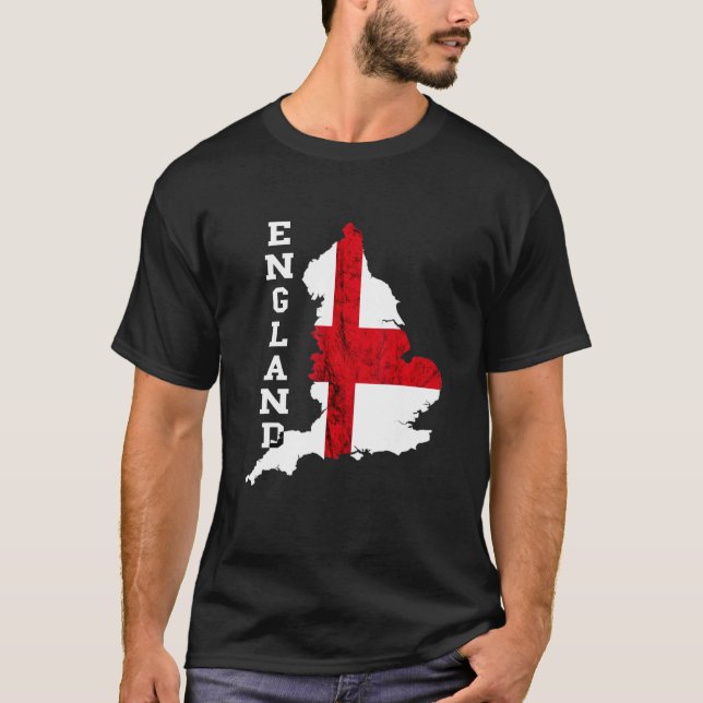 England Map St George's Cross English Flag English T-Shirt (Front)