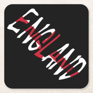 England overlaid on English Flag coastercn Square Paper Coaster