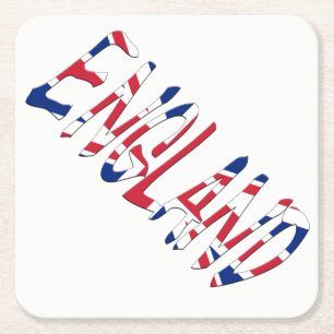 England overlaid on Union Jack Flag coastercn Square Paper Coaster