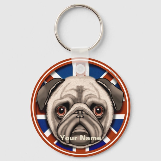 England Pug  Key Ring (Front)