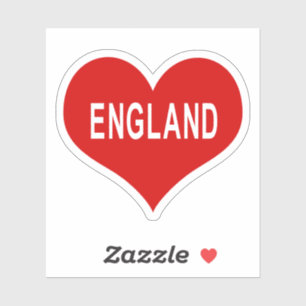 ENGLAND Red Love Heart Vinyl Sticker