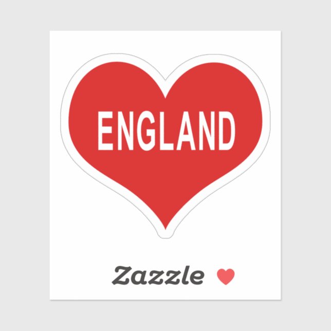 ENGLAND Red Love Heart Vinyl Sticker (Sheet)