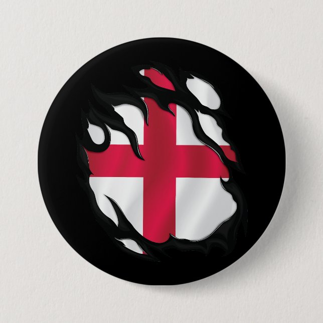 England Ripped Flag 7.5 Cm Round Badge (Front)