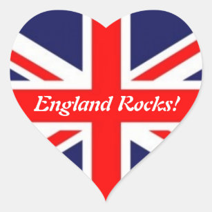 England Rocks!-Union Jack Flag Heart Sticker