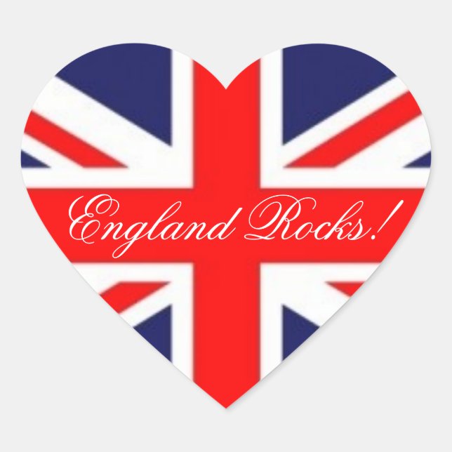 England Rocks-Union Jack Flag Heart Sticker (Front)