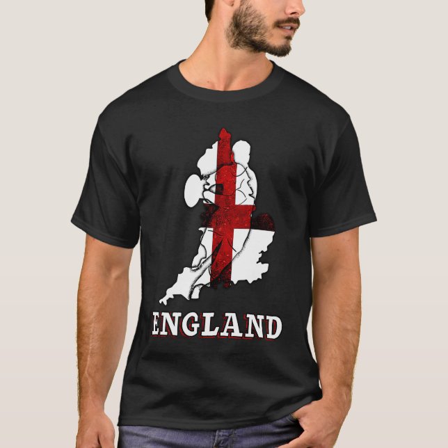 England Rugby English Flag and Rugby Player Silhou T-Shirt (Front)
