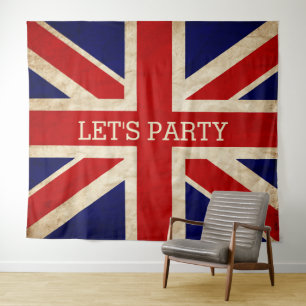 England Rustic Flag LETS PARTY BACKDROP Tapestry