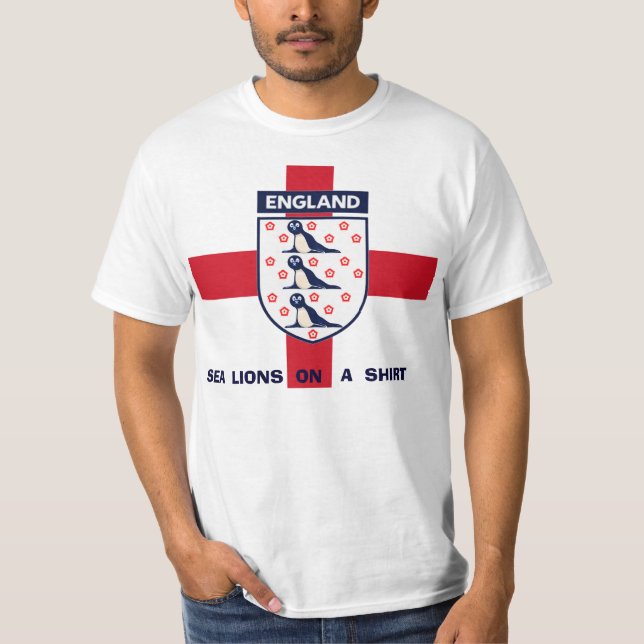 ENGLAND SEA LIONS ON A SHIRT TSHIRT. (Front)