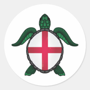 England sea turtle flag classic round sticker