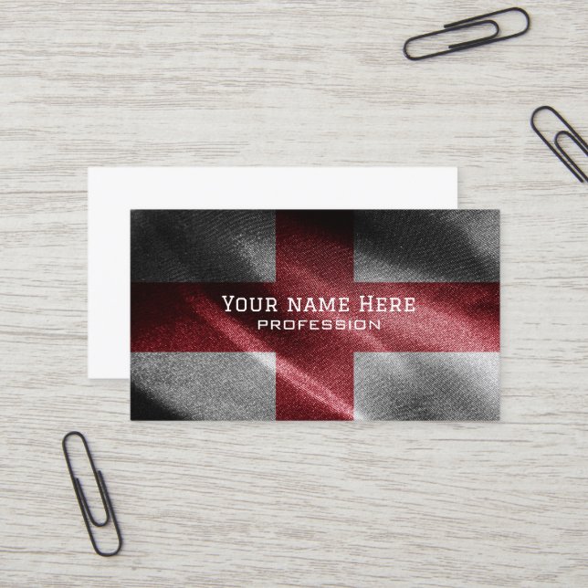 England silk flag business card (Front/Back In Situ)