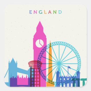 England Skyline Square Sticker