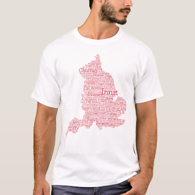 England Slang British Word Art Map T-Shirt (Front)
