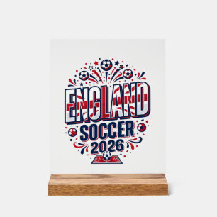 England Soccer 2026 Soccer Bold Country Typography Acrylic Sign