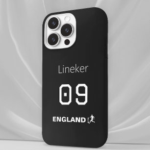 England Soccer Black White Case Custom Name