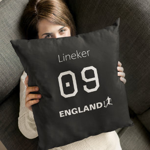 England Soccer Black White Custom Name Number Cushion