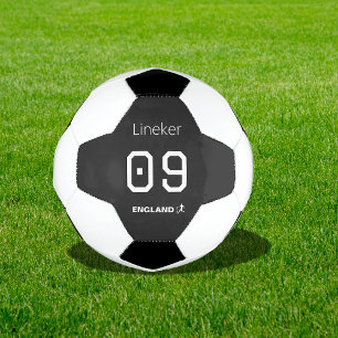 England Soccer Black White Custom Name Number Football
