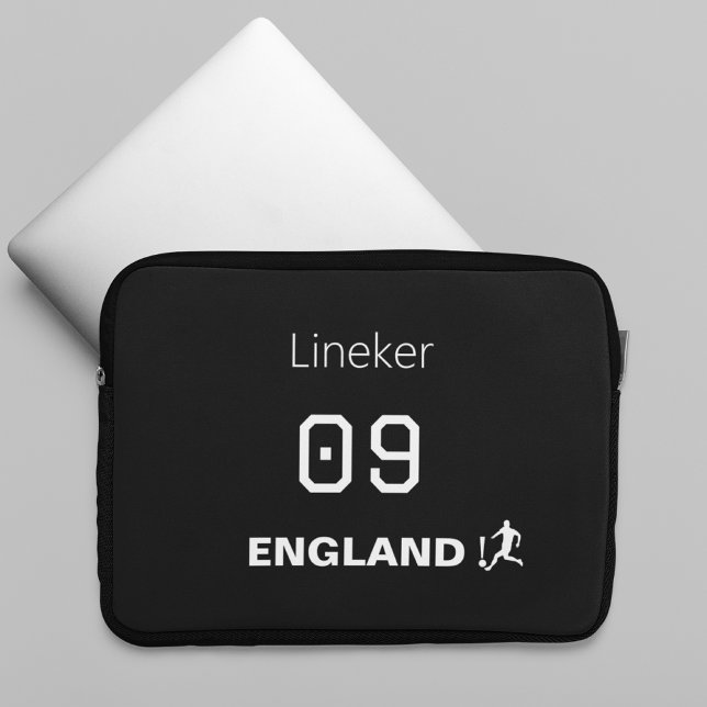 England Soccer Black White Custom Name Number Laptop Sleeve (Creator Uploaded)
