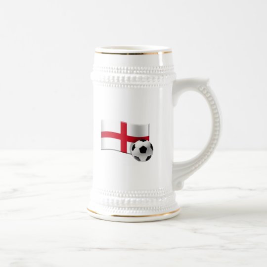 England soccer flag and ball beer stein
