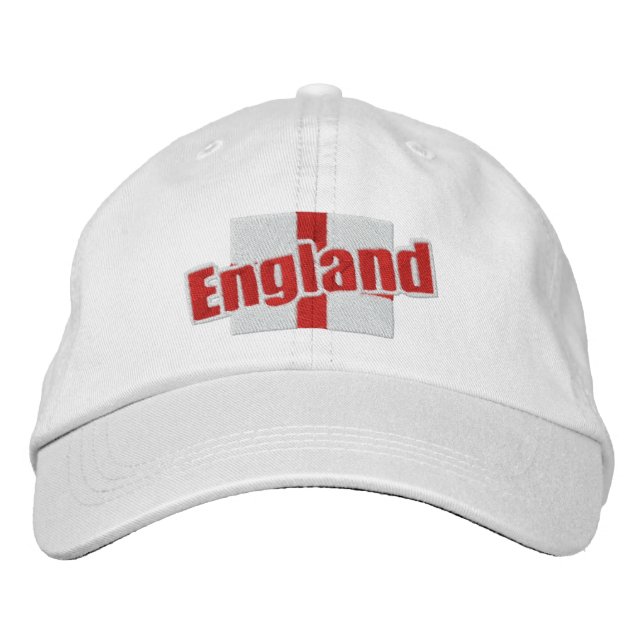 England St Georges Cross Patriotic Flag With Text Embroidered Hat (Front)