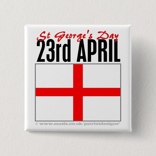 England, St George's Day 15 Cm Square Badge (Front)