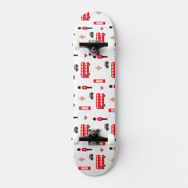 England Symbols Pattern Skateboard (Front)