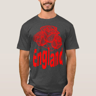 England Text With Stylised English Red Roses T-Shirt