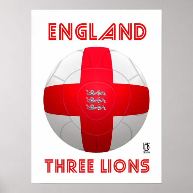 England - Three Lions Football Poster (Front)