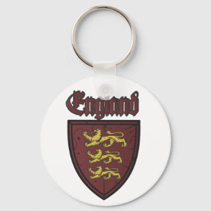 England Three Lions Wooden Shield Key Ring