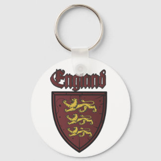 England Three Lions Wooden Shield Key Ring