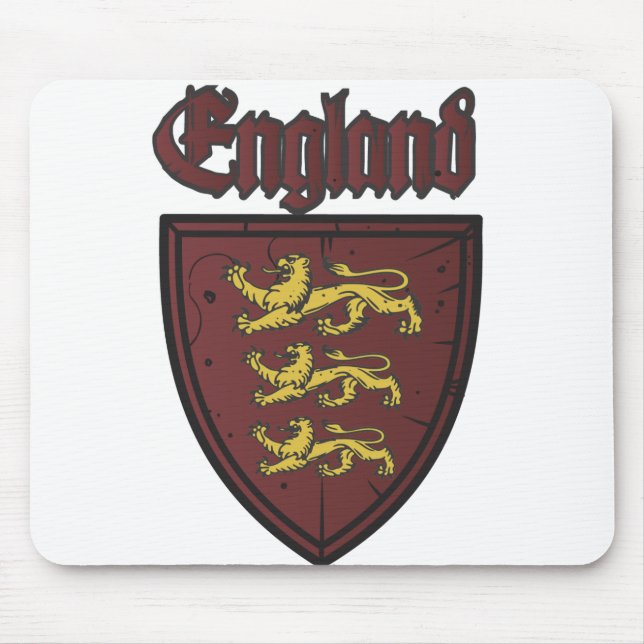 England Three Lions Wooden Shield Mouse Mat (Front)