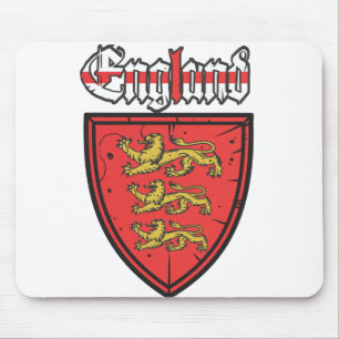 England Three Lions Wooden Shield Mouse Mat