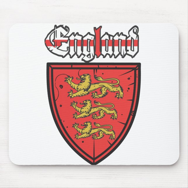 England Three Lions Wooden Shield Mouse Mat (Front)