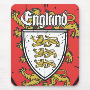 England Three Lions Wooden Shield Mouse Mat