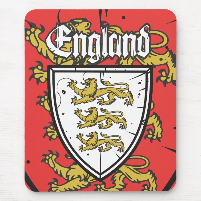 England Three Lions Wooden Shield Mouse Mat (Front)