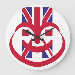 ENGLAND UK FACE HEART BY MASANSER LARGE CLOCK