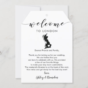 England UK Wedding Welcome Tag, Letter Itinerary