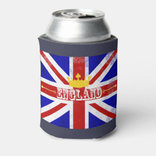 England Union Jack British Themed Distressed Flag Can Cooler