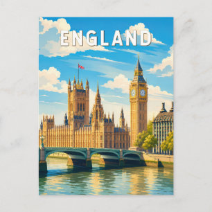 England United Kingdom Illustration Travel Art Postcard