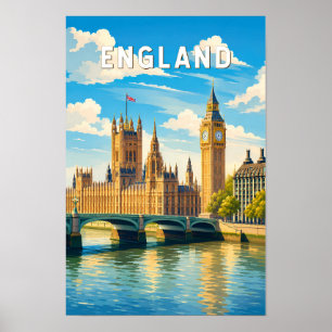 England United Kingdom Illustration Travel Art Poster