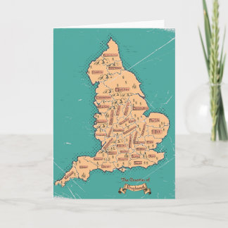 England Vintage Counties Map Card