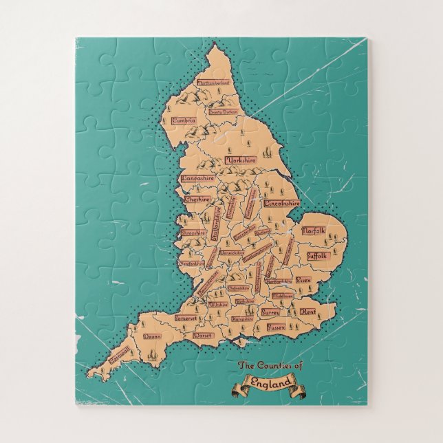 England Vintage Counties Map Jigsaw Puzzle (Vertical)