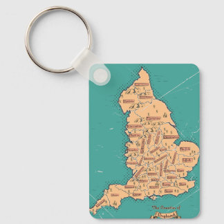England Vintage Counties Map Key Ring