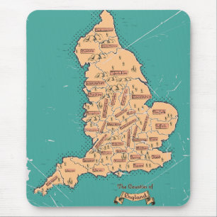 England Vintage Counties Map Mouse Mat